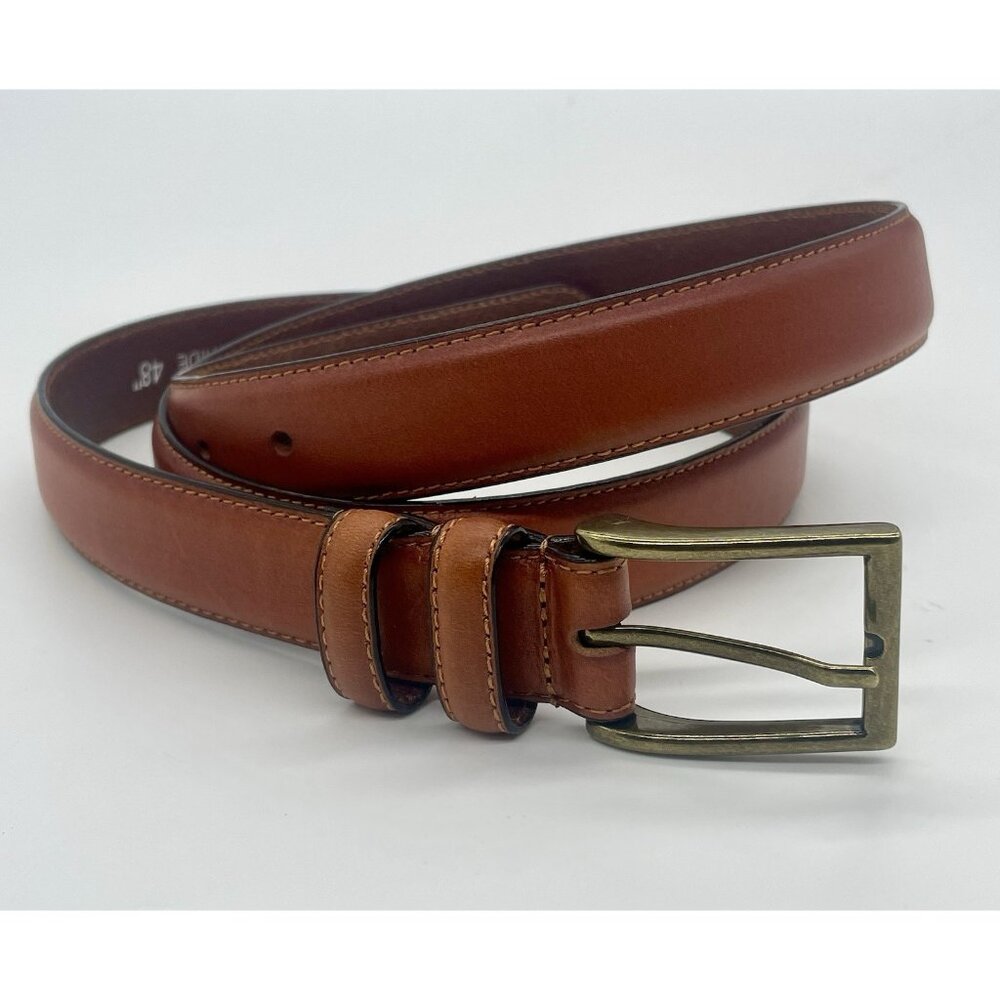 Men's Genuine Italian Leather Belt 48” Preppy Casual Career Party Brown Tan‎